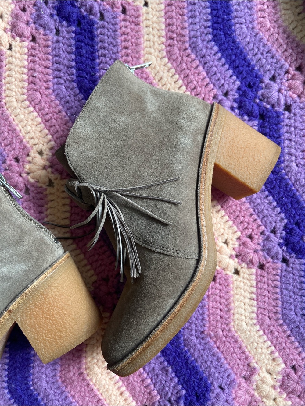 UGG Taupe Suede Tassel Ankle Boots - Picture 7 of 14